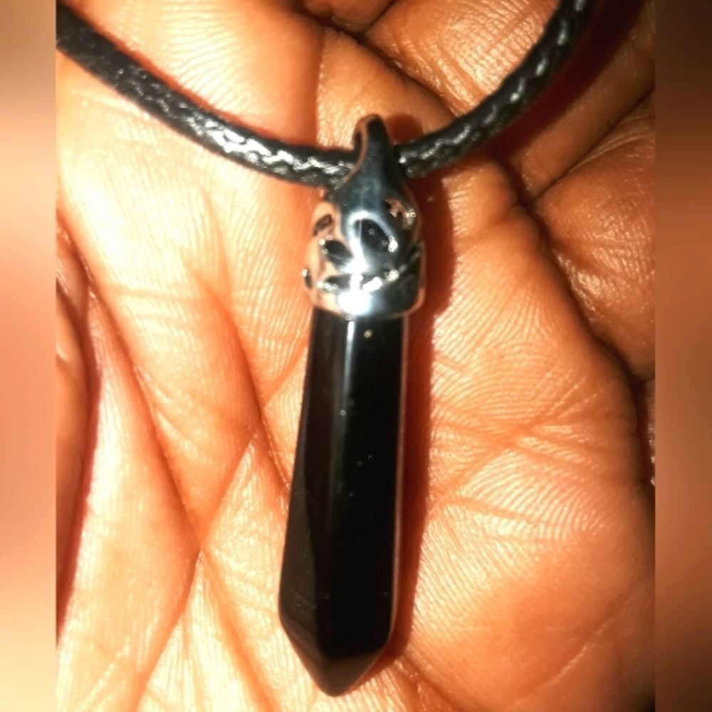 Hand crafted black pendant necklace